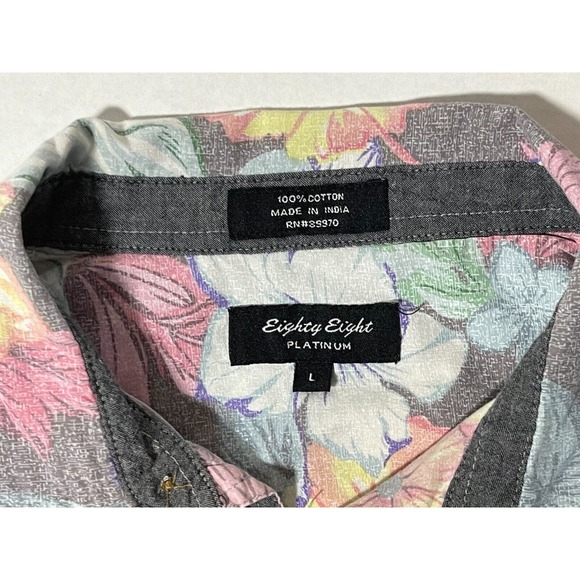 Eighty Eight Platinum Faded Floral Men's Shirt Size Large - Picture 2 of 11
